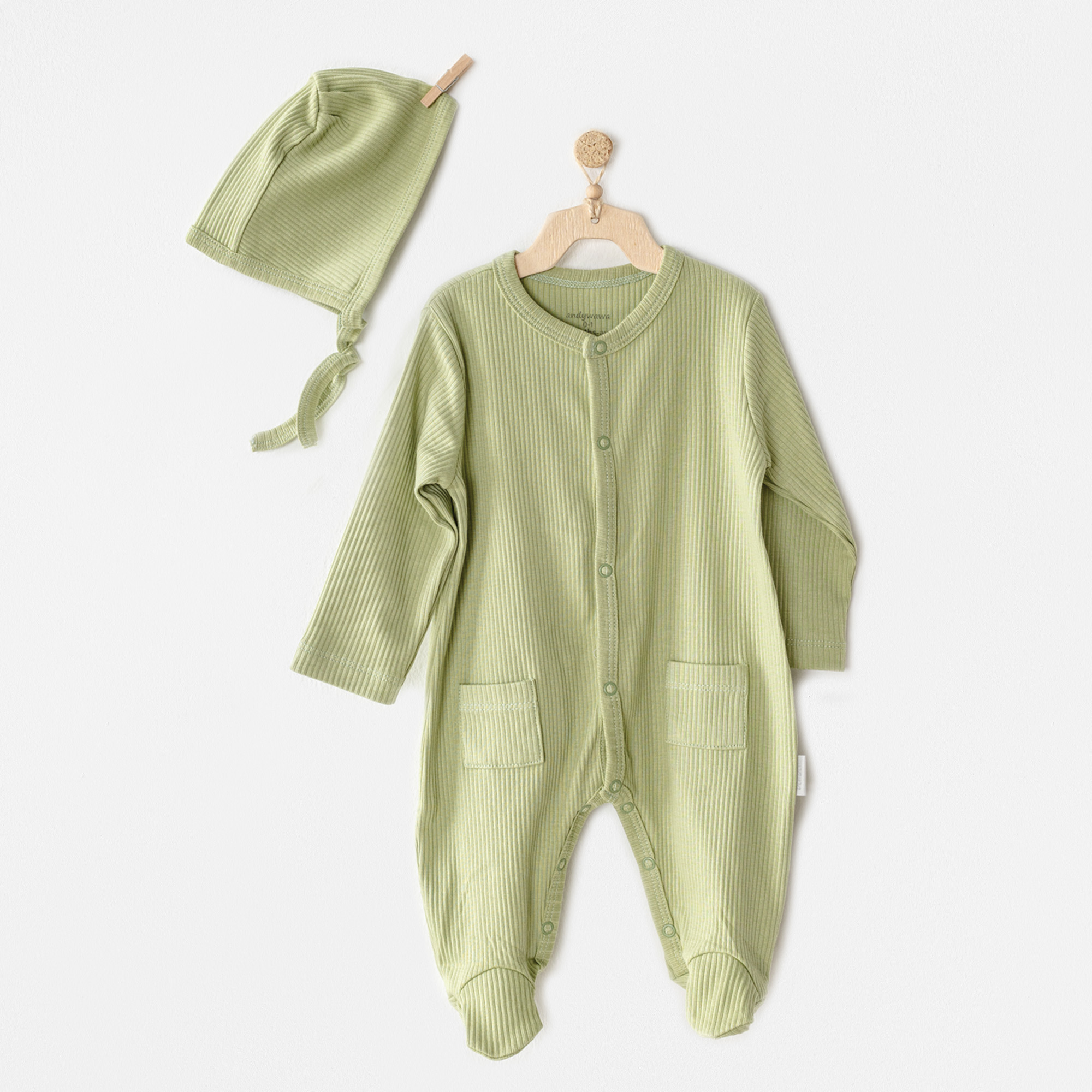 Bebek Tulum Takim Romper Hat Set Modal