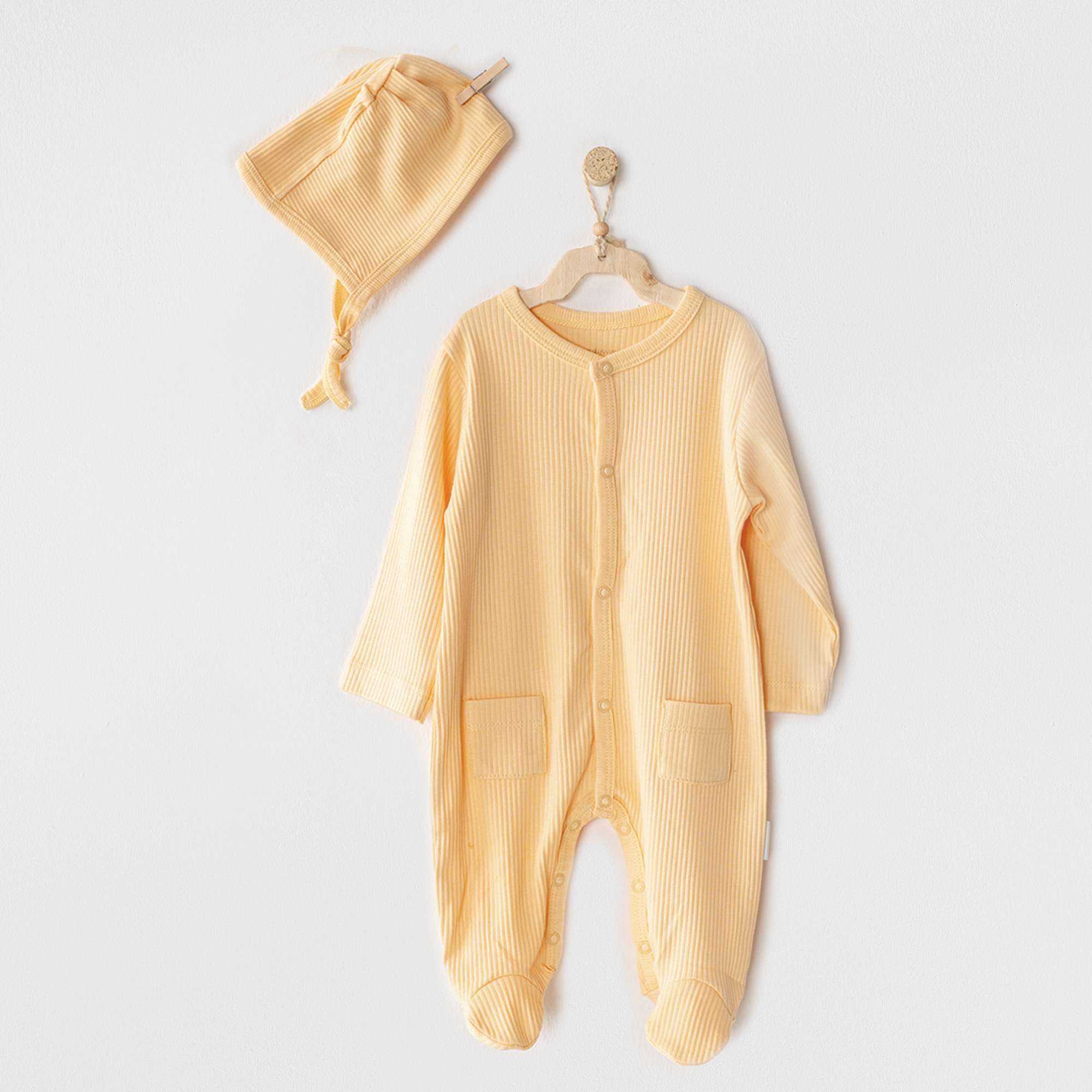 Bebek Tulum Takim Romper Hat Set Modal